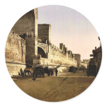 The ramparts, Avignon, Provence, France classic Ph Round Stickers