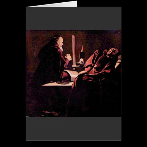 The rapture of St. Francis by Georges de La Tour Greeting Card