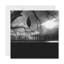 The Raven - Nevermore Sunbeams Tree B&W Custom Announcement
