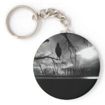 The Raven - Nevermore Sunbeams & Tree B&W Keychains