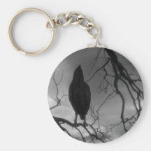 The Raven - Nevermore Sunbeams & Tree B&W Keychains