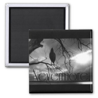 The Raven - Nevermore Sunbeams & Tree B&W Fridge Magnets