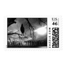 The Raven - Nevermore Sunbeams Tree B&W Postage Stamps