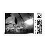 The Raven - Nevermore Sunbeams Tree B&W Postage Stamps