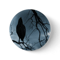 The Raven - Nevermore Sunbeams & Tree Blue Button