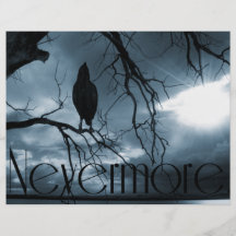 The Raven - Nevermore Sunbeams & Tree Blue Flyer Design