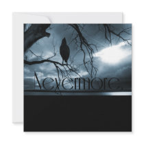 The Raven - Nevermore Sunbeams & Tree Blue Personalized Invite