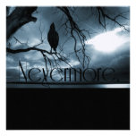 The Raven - Nevermore Sunbeams & Tree Blue Personalized Invite