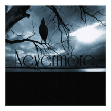The Raven - Nevermore Sunbeams & Tree Blue Personalized Invite