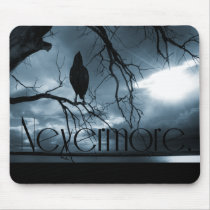 The Raven - Nevermore Sunbeams & Tree Blue Mousepad