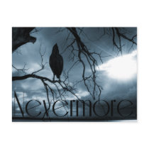 The Raven - Nevermore Sunbeams & Tree Blue Post Cards