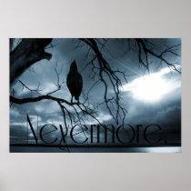 The Raven - Nevermore Sunbeams & Tree Blue Posters