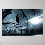 The Raven - Nevermore Sunbeams & Tree Blue Posters