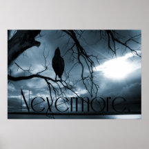 The Raven - Nevermore Sunbeams & Tree Blue Posters