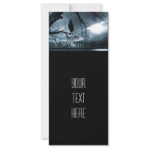 The Raven - Nevermore Sunbeams & Tree Blue Rack Card Design