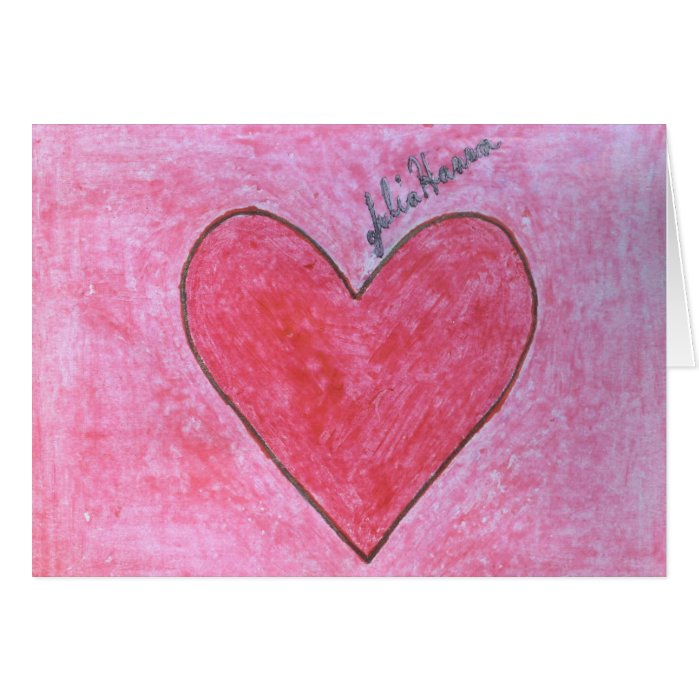 The Red And Pink Valentine Heart By Julia Hanna Greeting Card