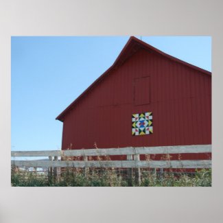 The Red Barn With the Barn Quilt Print