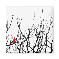 The Red Bird by Leslie Peppers Magnets