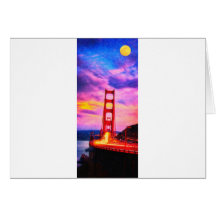 The red bridge and the yellow moon 2 greeting cards