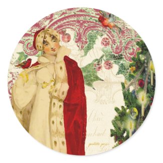 The Red Christmas Coat Envelope or Gift Stickers sticker