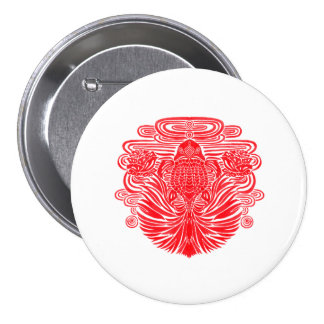 The Red Goldfish Illustration Pinback Button The Red Goldfish Illustration Printed on Merchandise Illustration by Haidi Shabrina