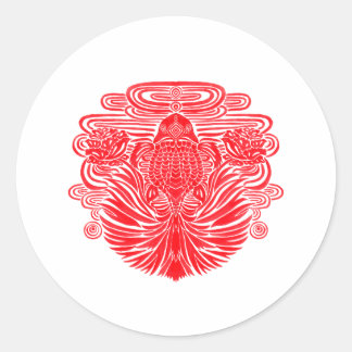 The Red Goldfish Illustration Sticker The Red Goldfish Illustration Printed on Merchandise Illustration by Haidi Shabrina