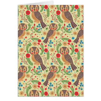 The Vintage Horned Owl Pattern Greeting Card The Vintage Horned Owl Pattern Printed on Merchandise Illustration by Haidi Shabrina