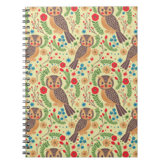 The Vintage Horned Owl Pattern Notebook The Vintage Horned Owl Pattern Printed on Merchandise Illustration by Haidi Shabrina