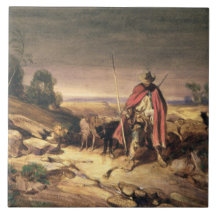 The Return of the Shepherd (pen & brown ink, w/c & Ceramic Tiles