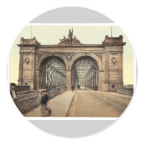 The Rhine Bridge, Mannheim, Baden, Germany rare Ph Round Stickers