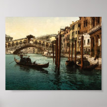 The Rialto Bridge, Venice, Italy classic Photochro Posters