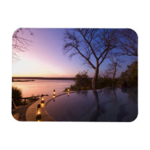 The River Club lodge, sunset on Zambesi River, Vinyl Magnet