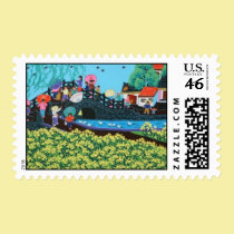 The River in Summer Postage Stamps