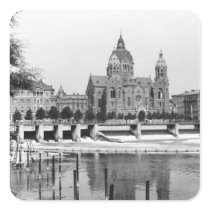 The river Isar at Munich, c.1910 Square Stickers