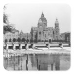 The river Isar at Munich, c.1910 Square Stickers