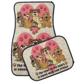 The Road To My Heart Dog Paw Prints Car Mat