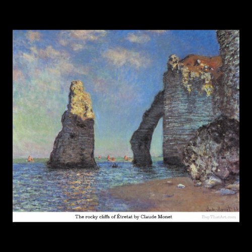 The rocky cliffs of Étretat by Claude Monet Posters