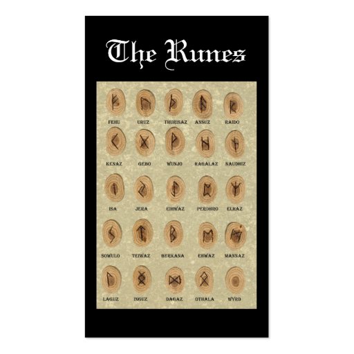 The Runes bookmark Business Card Template (front side)