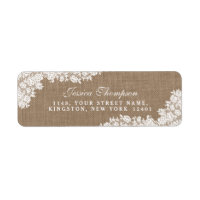 The Rustic Burlap & Vintage White Lace Collection Return Address Label