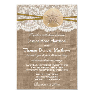 The Rustic Sand Dollar Beach Wedding Collection 5x7 Paper Invitation Card