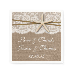 The Rustic Starfish Beach Wedding Collection Standard Cocktail Napkin