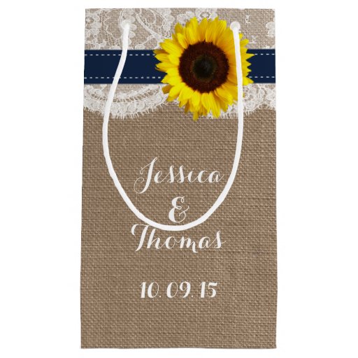 The Rustic Sunflower Wedding Collection Navy Small Gift Bag Zazzle