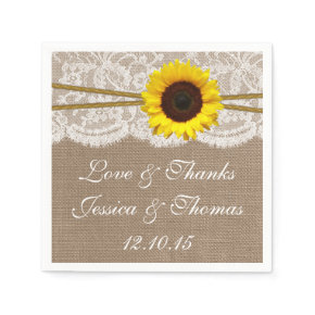 The Rustic Sunflower Wedding Collection Standard Cocktail Napkin