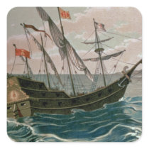 The Santa Maria Approaching the Coast of the New W Square Stickers
