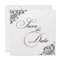 The Sarah Jane black and white Save the Date invitation