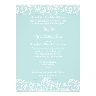 The Sarah Jane blue and  white wedding invitation