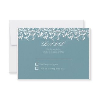 The Sarah Jane Dark Blue and white wedding RSVP invitation