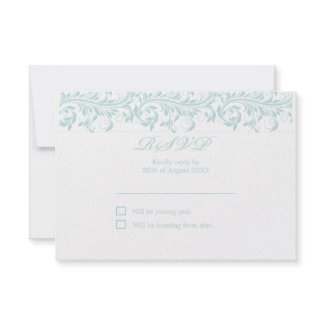 The Sarah Jane light Blue and white wedding RSVP invitation