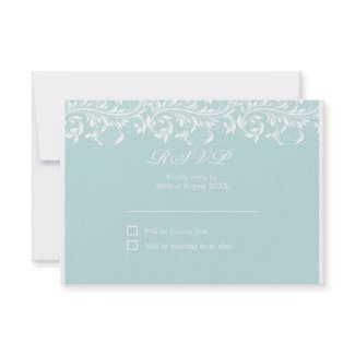 The Sarah Jane light Blue and white wedding RSVP invitation