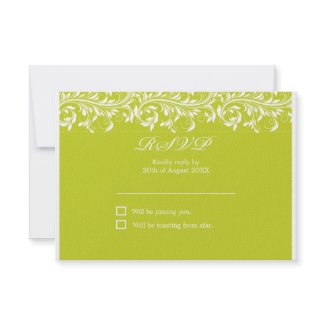 The Sarah Jane lime green and white wedding RSVP invitation